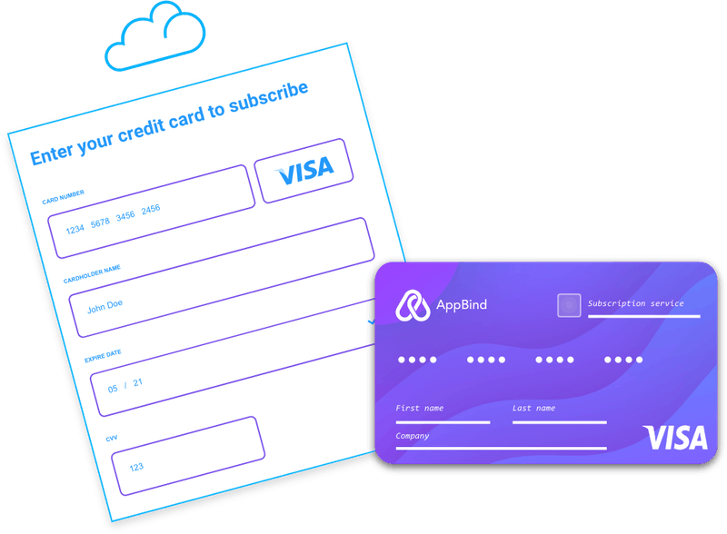 Virtual credit cards appbind